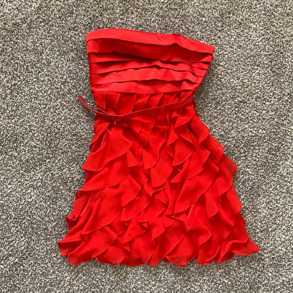 Fire Red Arden B strapless dress
